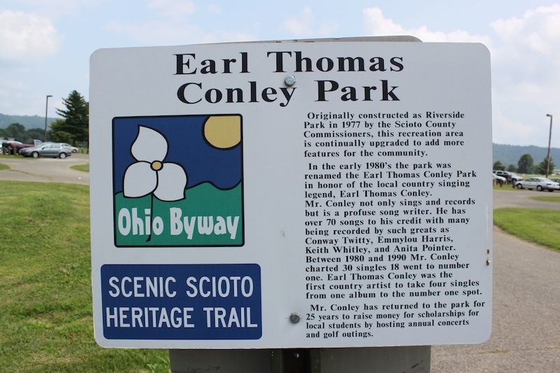 Earl Thomas Conley Park marker, Scenic Scioto Heritage Trail, Scioto County, Ohio (2012).