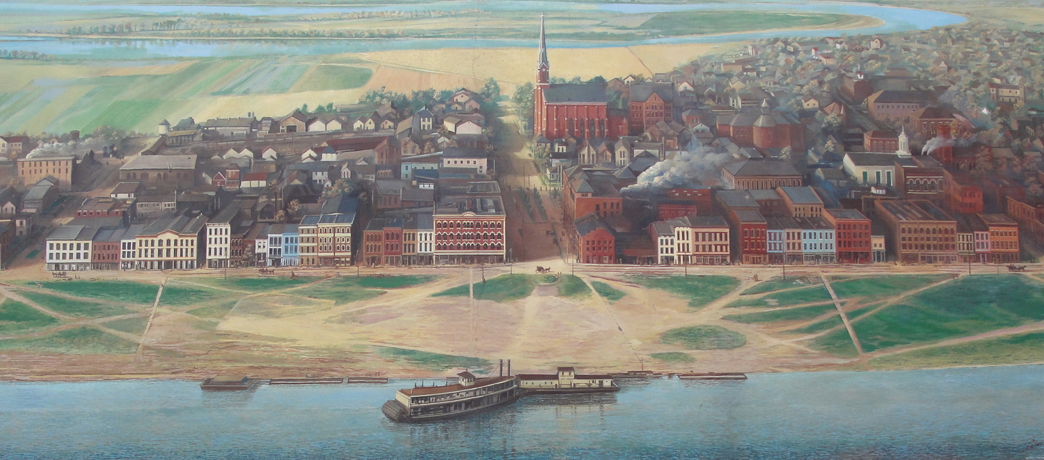 A View of Portsmouth from the Kentucky Side on its 100th Anniversary, Painted from Turn-of-the-Century Photographs in the Carl Ackerman Collection