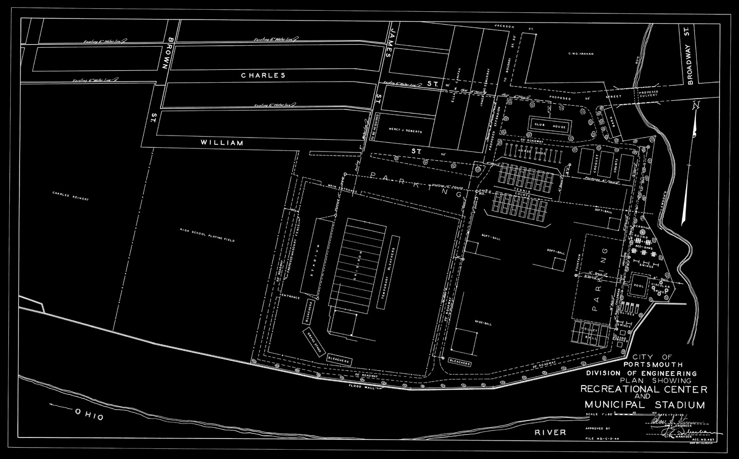 Plan showing Recreational Center and Municipal Stadium